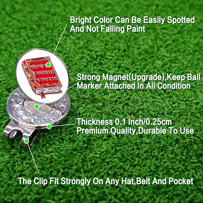 Amy Sport Golf Ball Markers Assorted Patterns Fits All Magnetic Golf Tools Value Set, Alloy Soft Enamel Technique Marker for Hat Clips Gloves Golf Divot Tools Marks
