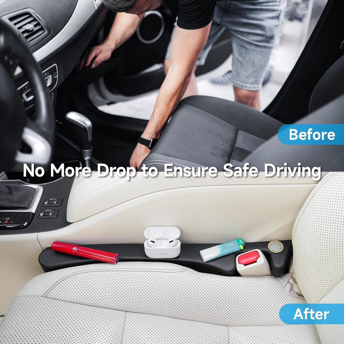 Car Seat Gap Filler Organizer Soft Foam Strip Seat & Console Gap Blocker