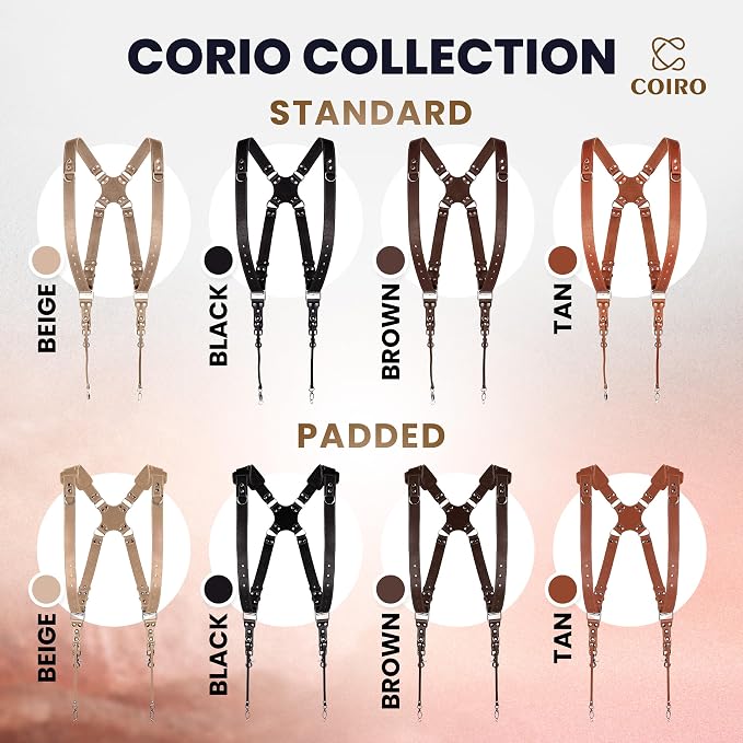C Coiro Dual Camera Harness Shoulder Leather Camera Strap