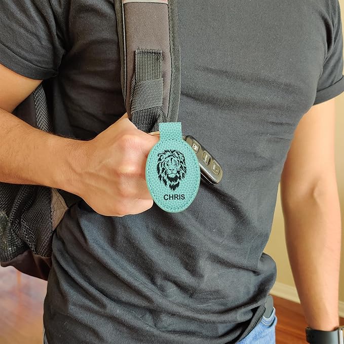 LaserGram Oval Keychain, Golf Ball, Personalized Engraving Included (Basketball Teal)