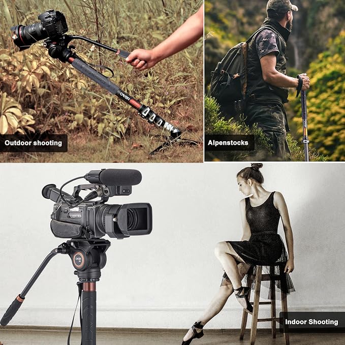 Cayer Carbon Fiber Monopod Leg, 68 Inch Camera Telescopic Video Monopod Tube