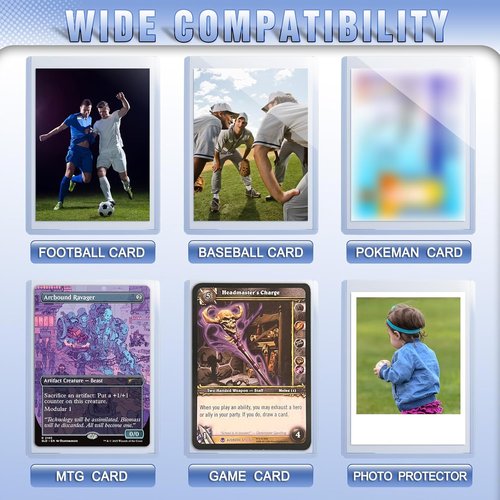 K KNODEL Card Sleeves - 3" x 4" Hard Plastic Top Load Protectors for Baseball & Football Cards (200)