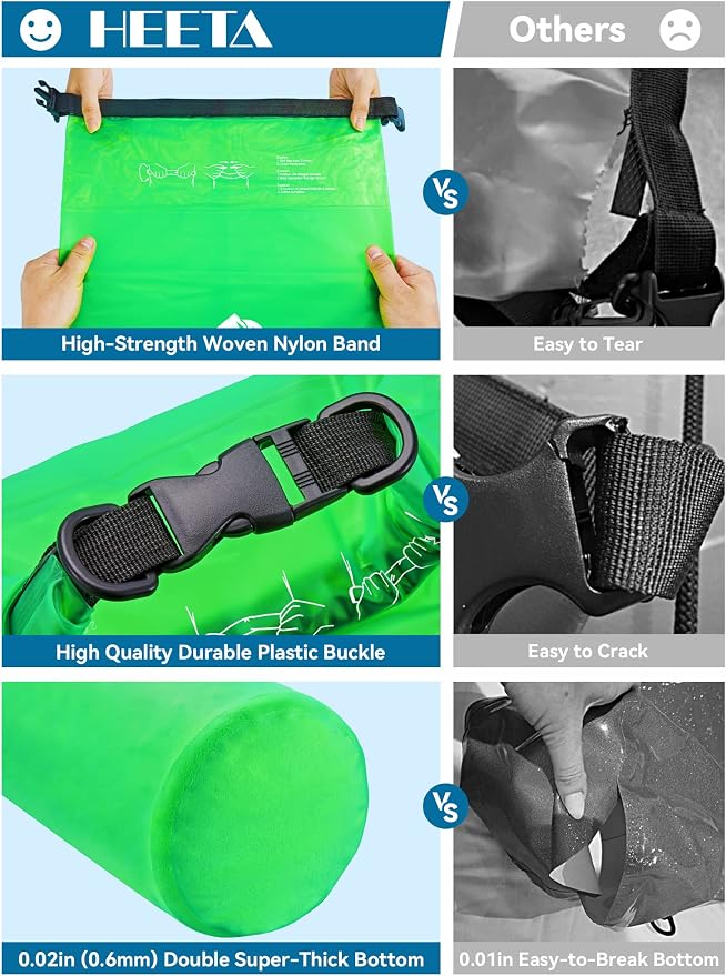 HEETA Dry Bag Waterproof for Women Men, 5L/10L/20L/30L/40L Roll Top Lightweight