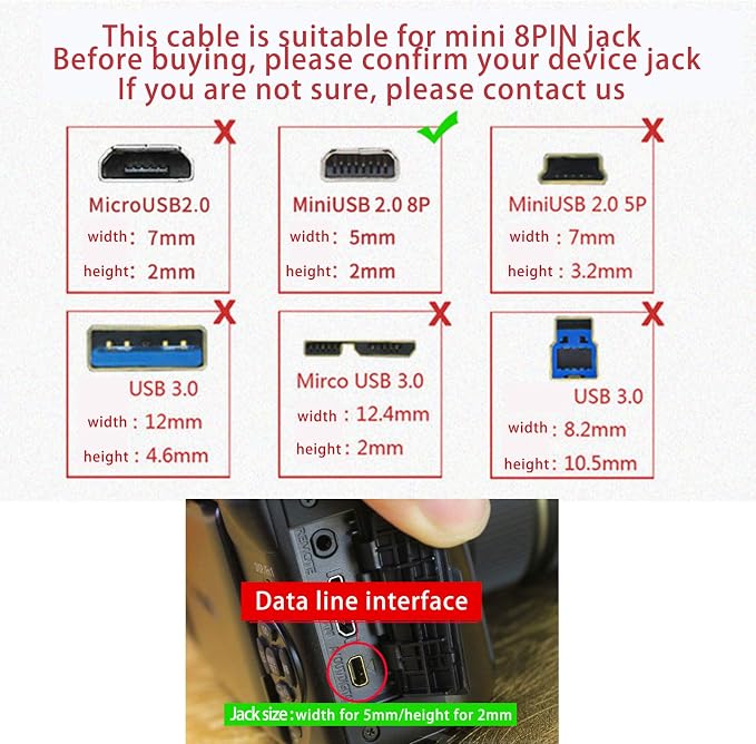 Replacement USB Camera Data Sync Battery Charger Charging Cable Cord
