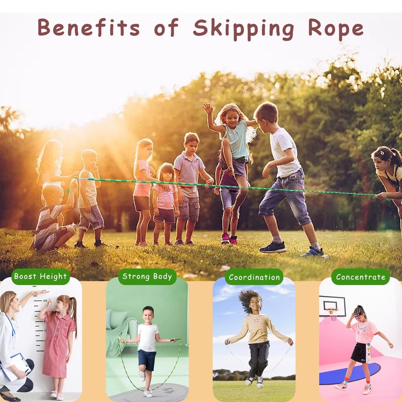 TYSISKNO 6 Pack Kids Jump Rope for Girls and Boys, Soft Beaded Jump Ropes for Kids, Adjustable Skipping Rope, Tangle-Free Segmented Rope for Kid and Women Men Adults Exercise, Keeping Fit, Training -