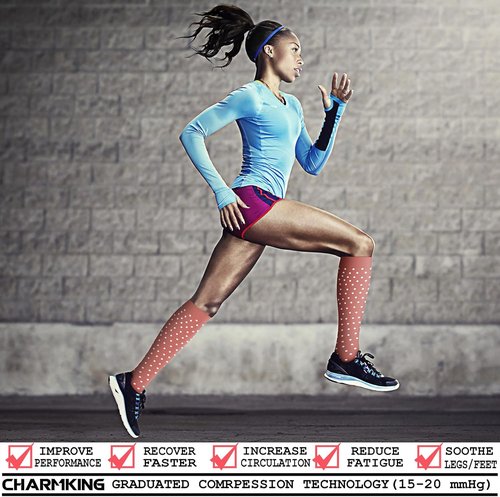CHARMKING Compression Socks - 15-20 mmHg Support for Circulation | 8 Pairs for Running & Cycling