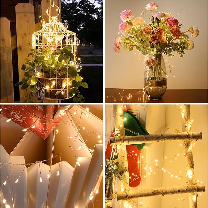 Dailyart Fairy Lights Plug in, 500 Led with Remote 42Ft Small Warm String Lights with Timer Long Twinkle Waterproof String Fairy Lights for Bedroom Outdoor Indoor Decor,Gold Wire