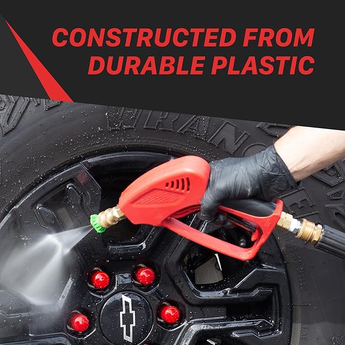 Maxshine Short Pressure Washer Gun | High-Pressure Water Handle with 1/4” Quick Connector Coupler | Power Washer Gun Compatible with Foam Cannon | Includes 3/8” Male & M22 14mm Twist Plug Connectors