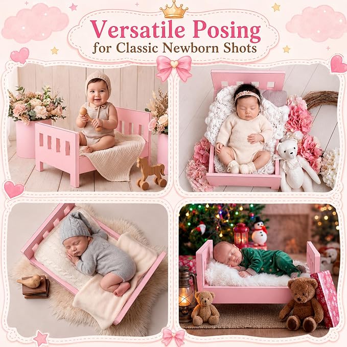 AceOrbit Photography Bed Props Wooden Vintage Photo Prop Photoshoot Props