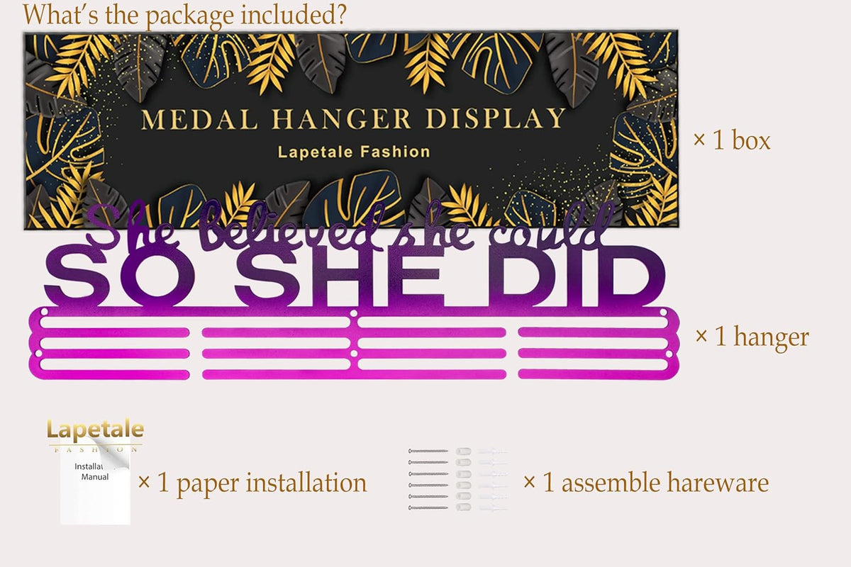 Sports Medal Holder - 16" Wall Rack for Awards & Ribbons | Easy Installation for Gymnastics, Soccer, Softball