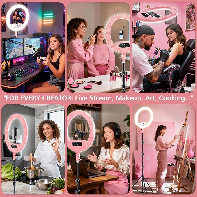 22" Large Ring Light with Stand, Foldable LED Big Ring Light Tripod