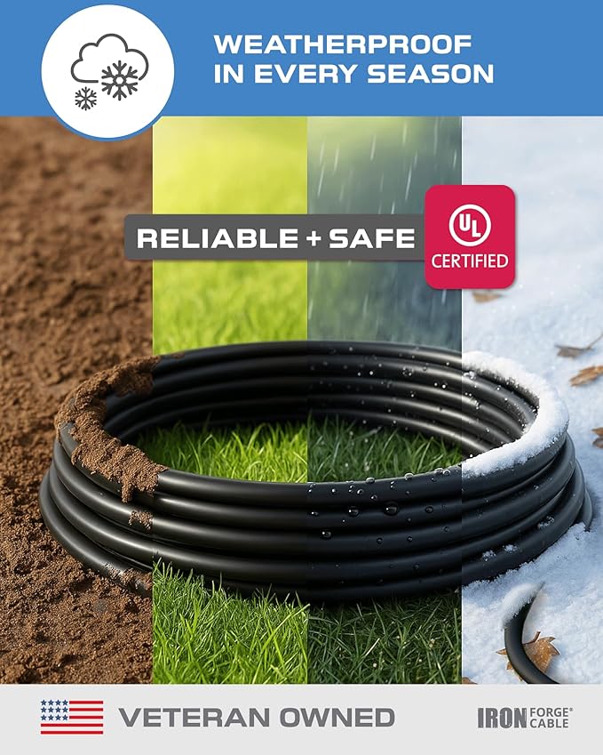 Iron Forge Cable 2 Pack 100 Ft Black Extension Cord, 16/3, 100 Foot Extension Cord, 3 Prong, Weatherproof - Great for Outside Use