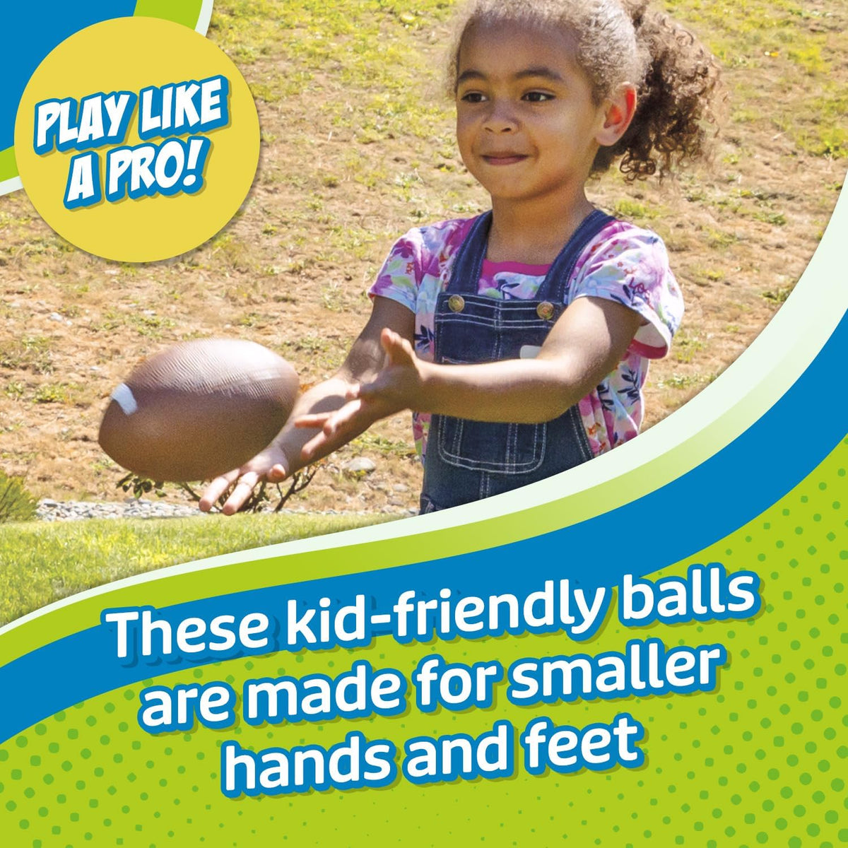 Toysmith Pro-Ball Set | 3-Pack Toddler Sports Balls for Ages 3+ – 5" Soccer, 6.5" Football & 5" Basketball – Perfect for Indoor & Outdoor Play