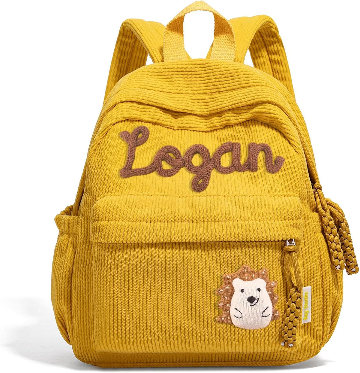 WANSHUNLMI Personalized Corduroy Kids Backpack - Custom Name School Bag in Pink | Toddler Size S & M