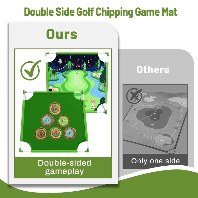 Owine Golf Chipping Game with Hitting Mat, Double Sided Golf Game Mat Set with 20 Sticky Balls & More Accessories Kits Portable Golfs Training for Indoor and Outdoor, Friends, Family Great Gifts