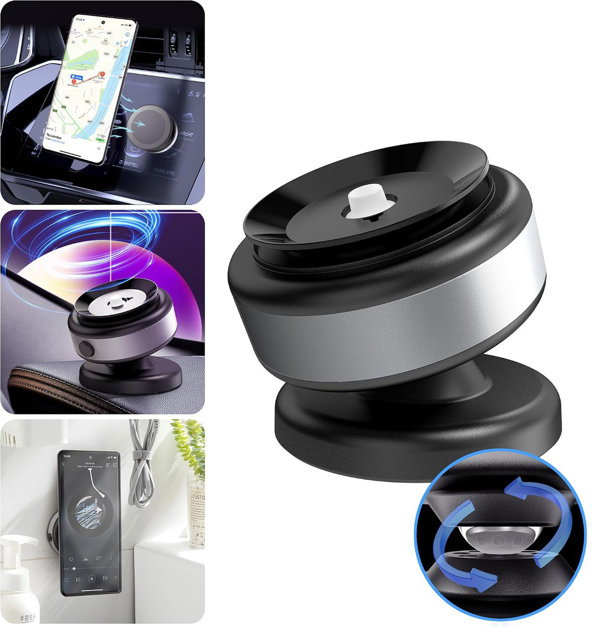 Electric Vacuum MagSafe Magnetic Phone Mount, Suction Cup Holder for Car