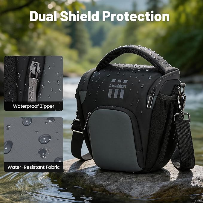 Cwatcun Camera Sling Bag Small, Compact DSLR Waterresistant Shoulder Bag