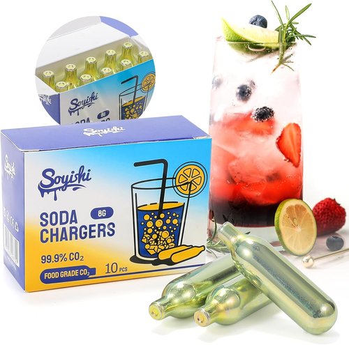 CO2 Soda Chargers - 8g Food Grade Cartridges for Soda Makers | Non-Threaded, 10 Pack