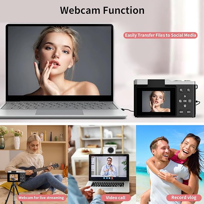 4K Digital Camera for Photography, 64MP Point and Shoot Digital Cameras
