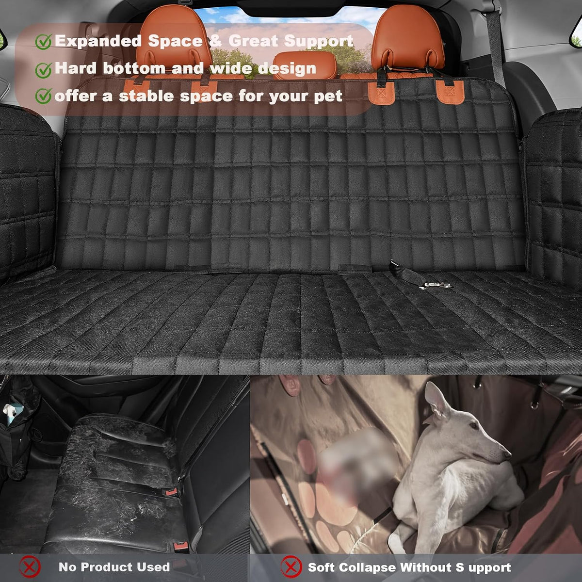 For Toyota Sienna Accessories 2025 Dog Car Seat Cover - Back Seat Extender Hard Bottom Seat Cover Dog Hammock Heavy Duty, Anti-Scratch & Waterproof Pet 3nd Row Seat Mat Protector for Sienna 2021-2025