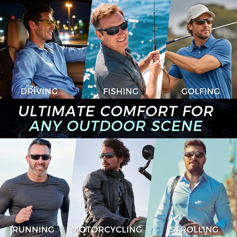 SUNGAIT Men's HD Polarized Sunglasses for Driving Fishing Cycling Running Metal Frame UV400 SGT177-YSY