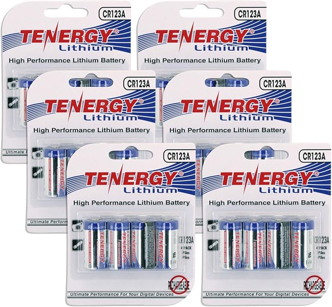 Tenergy 3V CR123A Lithium Battery, High Performance 1500mAh CR123A Cell