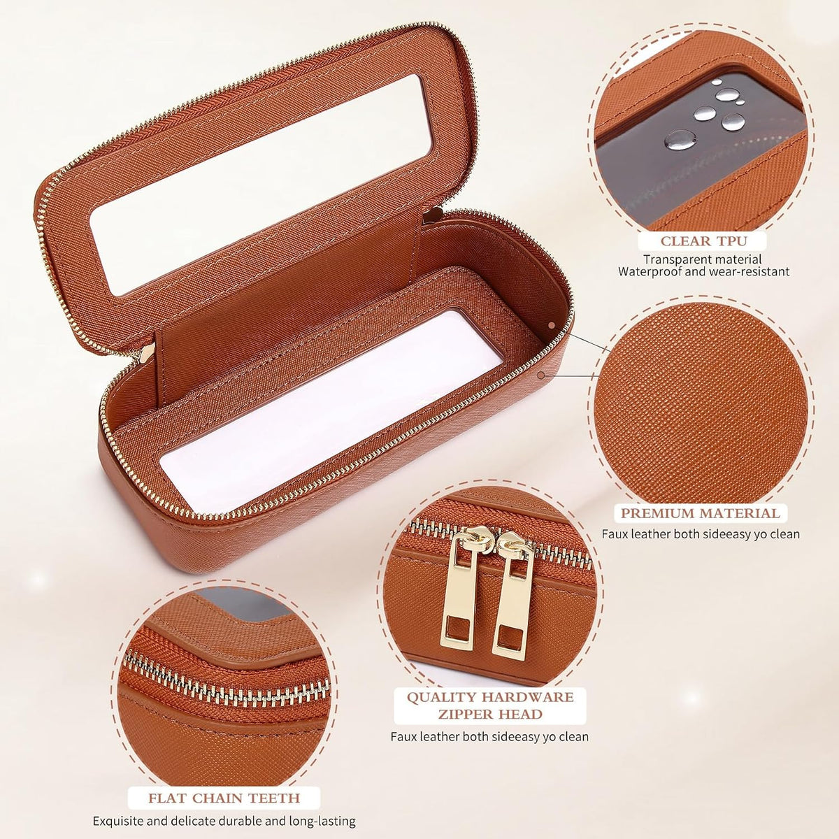 Pinkmik Clear Makeup Bag, (Brown, L+M+SLIM)