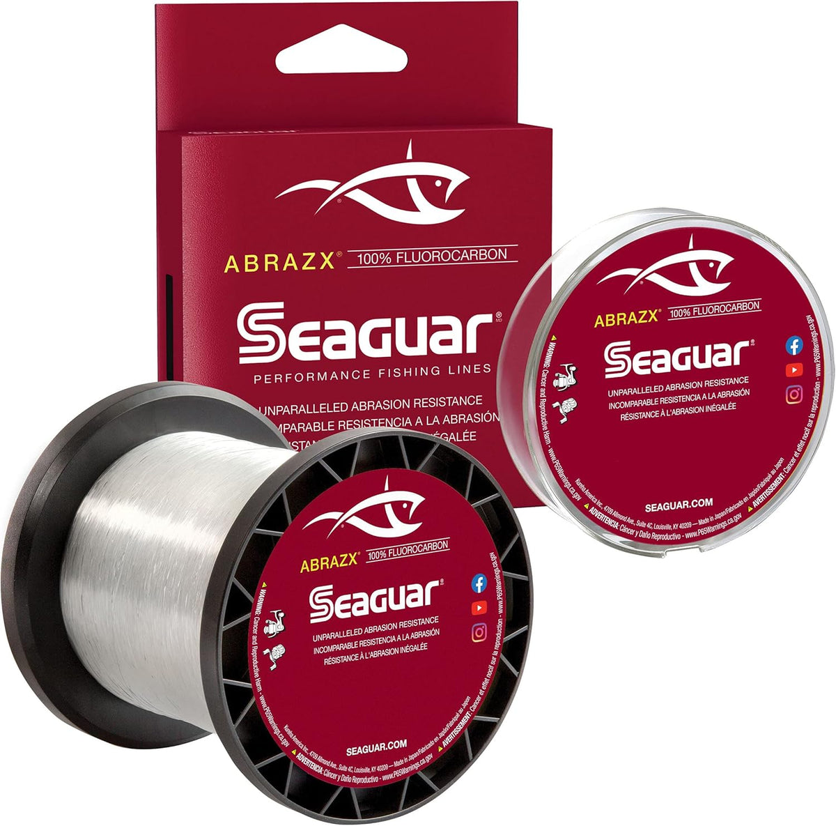 Seaguar AbrazX Fluorocarbon Fishing Line - Abrasion Resistant for Freshwater | Multiple Sizes Available