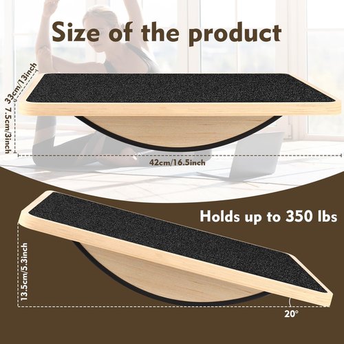 Balance Board for Adults-Anti-Slip Wobble Board for Physical Therapy, Office Balance Beam, Core Strength Trainer-Wooden Rocker Board