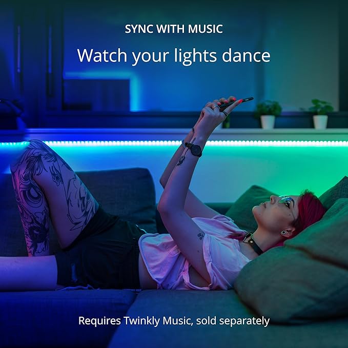 Twinkly Line – Extension Kit App-Controlled Adhesive + Magnetic LED Light Strip with RGB (16 Million Colors) LEDs. Extendable. 5 feet. Black Strip. Indoor Smart Home Decoration Light