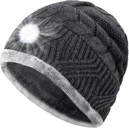 HIGHEVER LED Beanie Hat - Warm Winter Gift with Built-In Light for Men, Teens & Dads