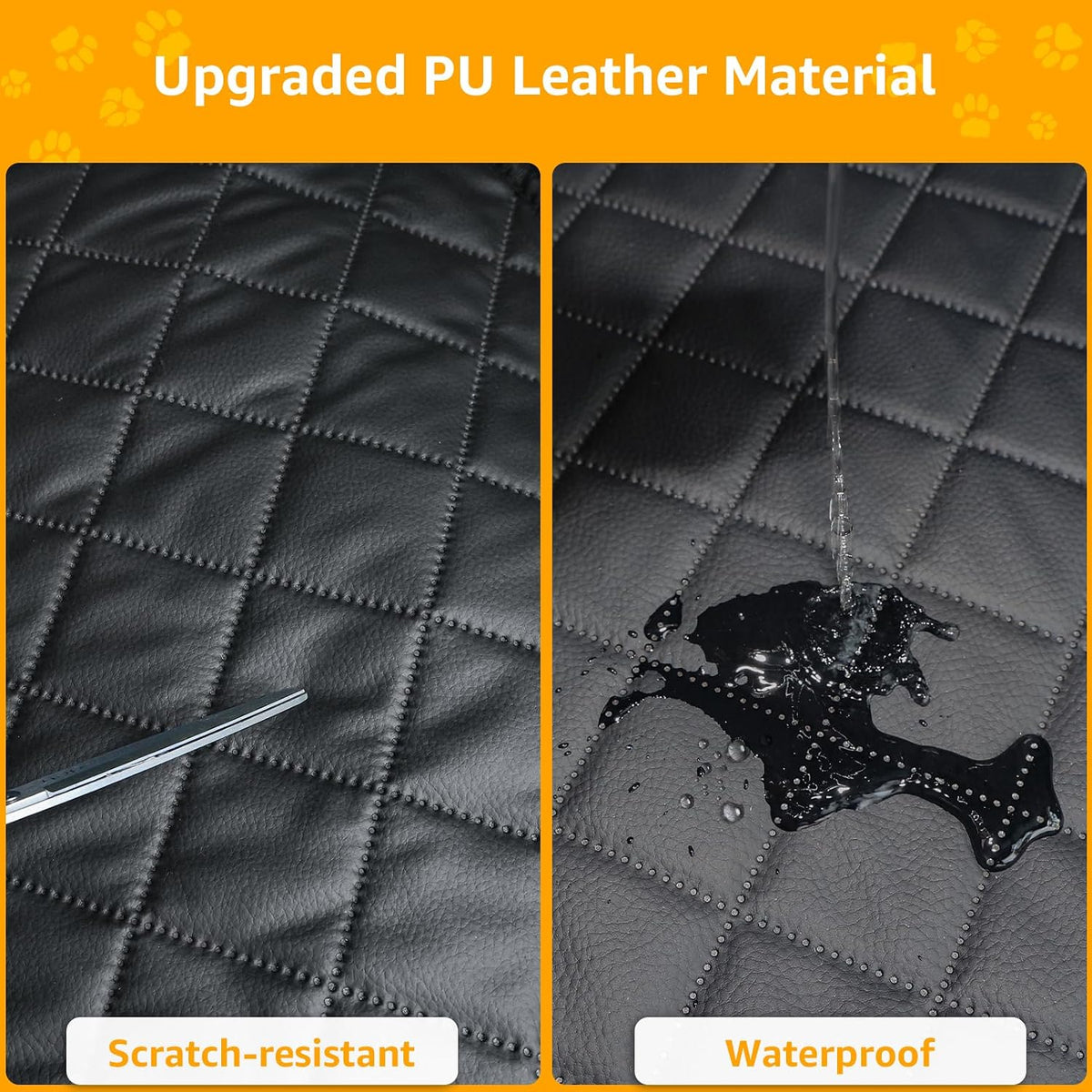 PETICON SUV Cargo Liner for Dogs, PU Leather Trunk Cover with Bumper Flap