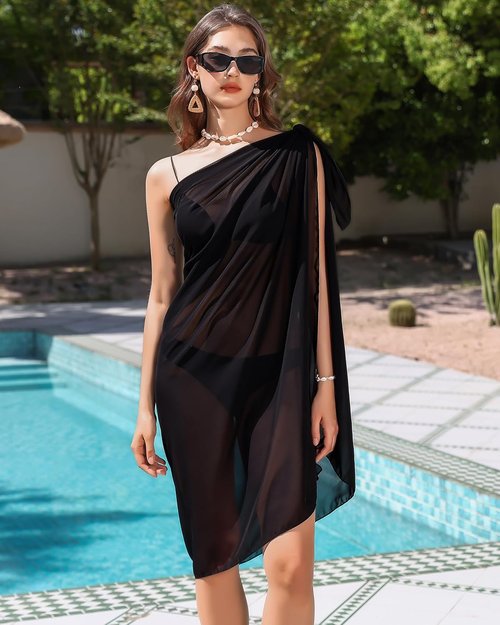 Eicolorte Women's Beach Cover-Up - Sheer Chiffon Bikini Sarong Wrap in Elegant Design