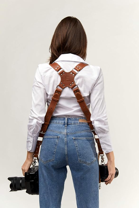 C Coiro Dual Camera Harness Shoulder Leather Camera Strap