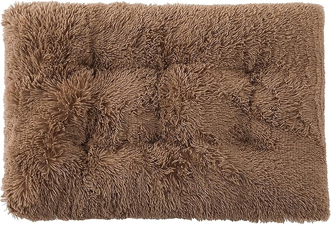 Dog Crate Mat, Dog Bed for Large Dogs, Comfy Fluffy Kennel Pad Anti-Slip for Dog beds & Furniture, Quilted Dog Bed for Pets for Medium/Small Dogs Cats (Color : Khaki, Size : 16.9x11)
