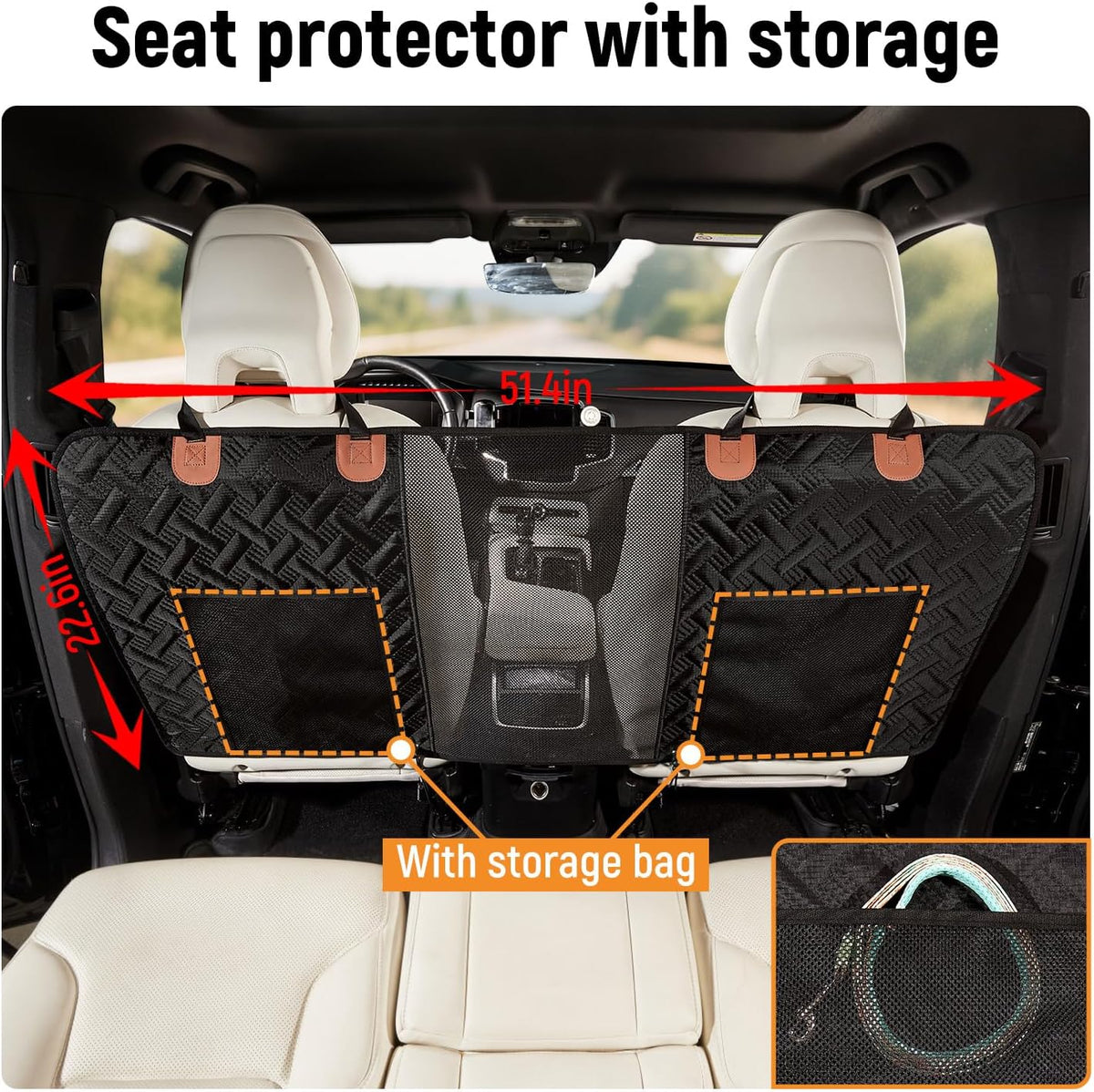 Dog Car Barrier,Dog Net for Car Divider,Pet Barrier with Mesh Organizer,Universal for Car,SUV,Truck