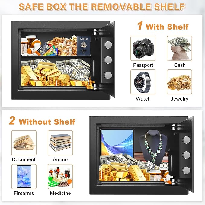 Small Safe for Home, 9.84"H Safe Box for College Dorm Room, Office & Home