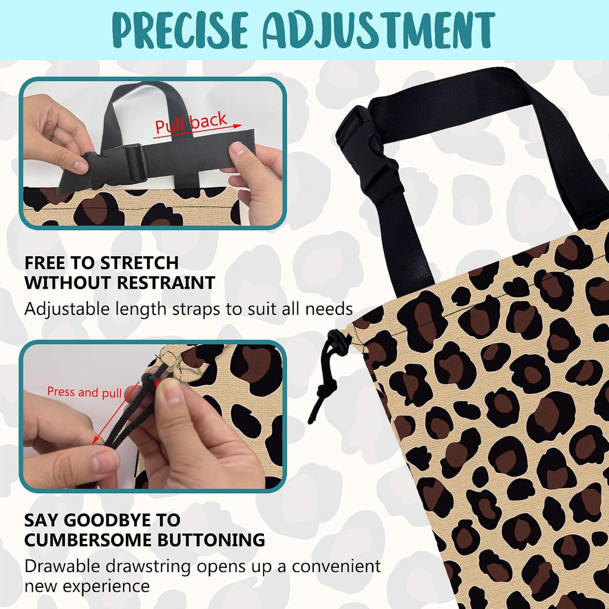 Car Trash Bag Abstract Brown Leopard Leak-Proof Car Garbage Bag with Drawstring Foldable Canvas Trash Bin with Adjustable Buckle for Car Accessories, Travelling, Camping