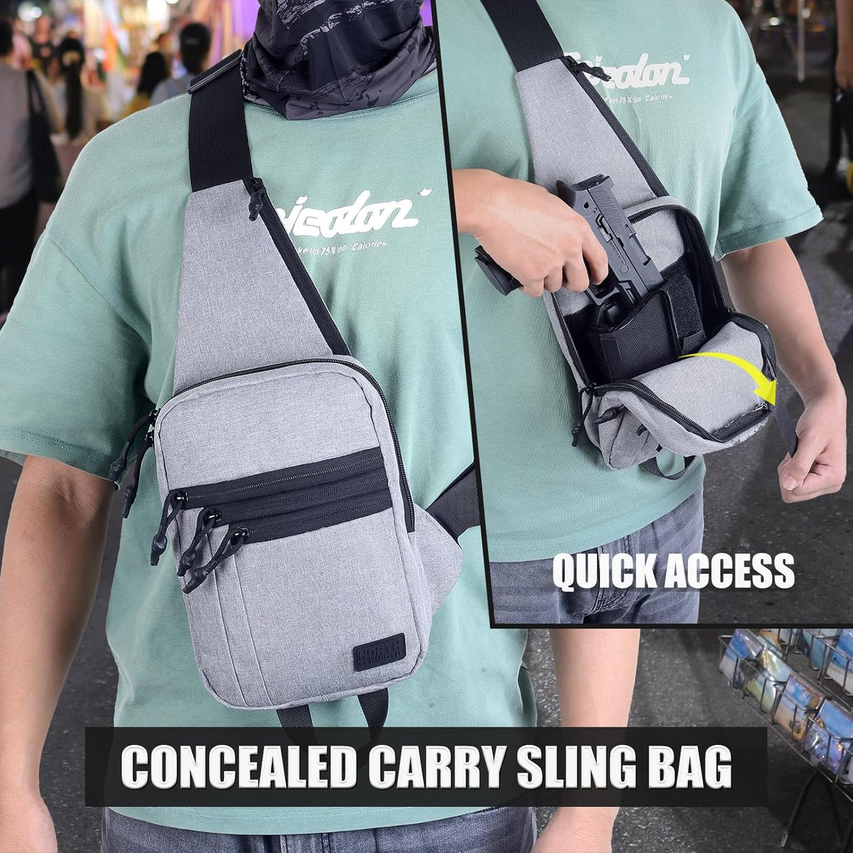 Skiennix Tactical Sling Chest Bag - Concealed Carry with Gun Holder | EDC Crossbody Design
