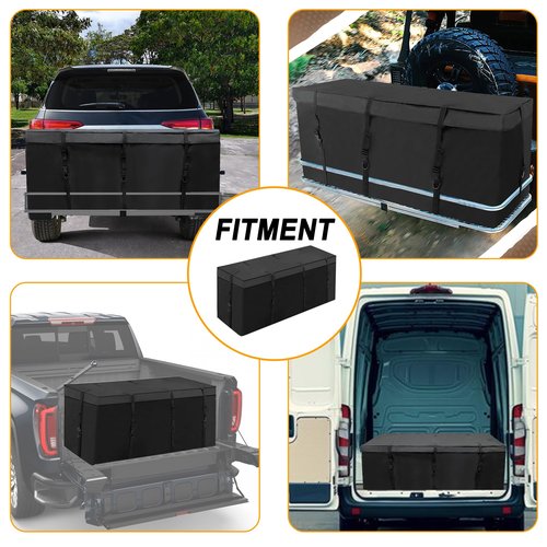 MDSTOP Hitch Cargo Carrier Bag, Waterproof Cargo Bag, 12.5 Cu Ft 53"x20"x20" Rainproof Vehicle Soft-Shell Carriers, with 8 Reinforced Straps for Vans Truck Pickup (Black, 12.5 cu. ft 53"x20"x20")