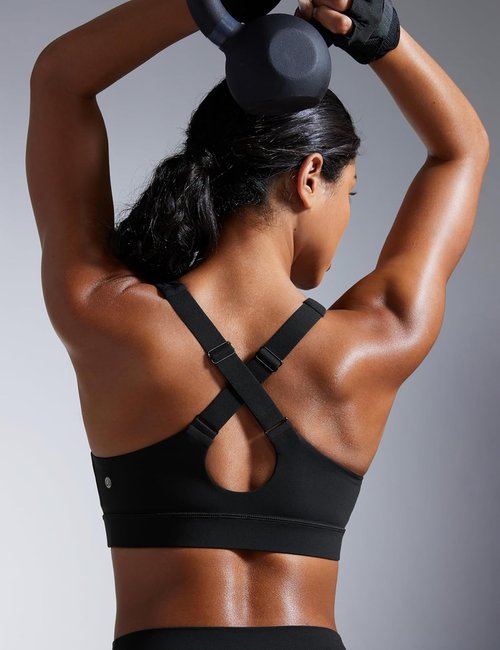 CRZ YOGA Sports Bra - Butterbreeze Criss Cross Back with V Neck & Adjustable Straps | Padded Crop Top