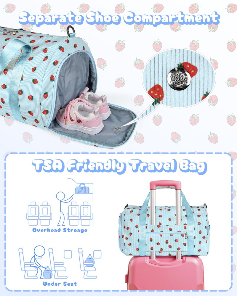 Vogewood Teen Girl Gifts Trendy Stuff, Girls Gym Bag, Kids Personalized Weekend Duffel Bags with Shoe Compartment, Initial Travel Tote with Makeup Bag, Preppy Gift for Grandkids (Letter T)