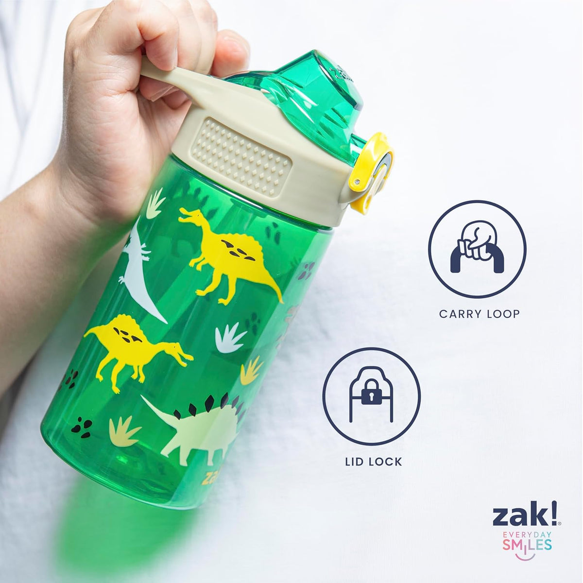 Zak Designs Dr. Seuss Kids Water Bottle - 16oz Durable Plastic with Straw & Leak-Proof Spout | The Cat in the Hat