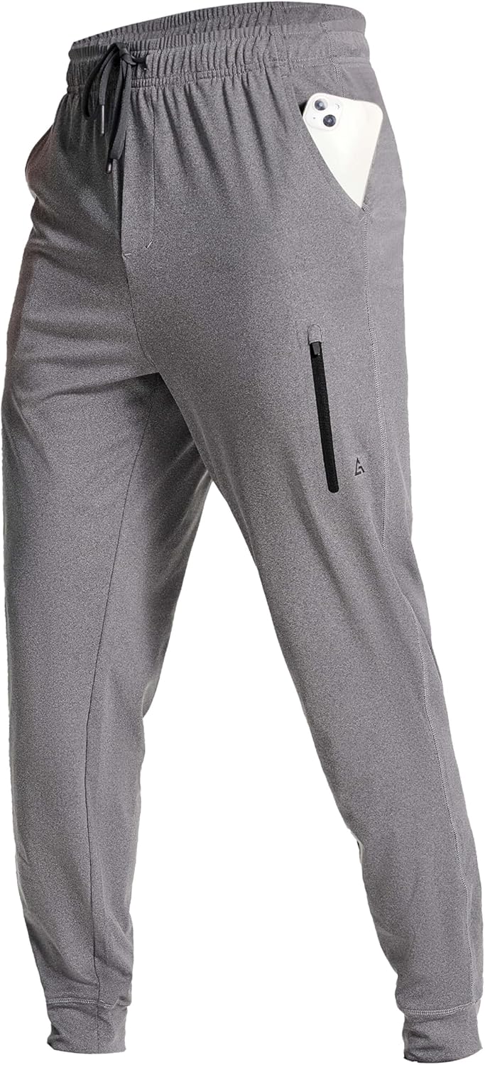 Skiennix Men's Athletic Joggers - Stretch Track Pants with Zipper Pockets for Gym & Running