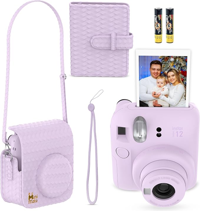 Fujifilm Instax Mini 12 Instant Camera Lilac Purple + Minimate Custom Designed