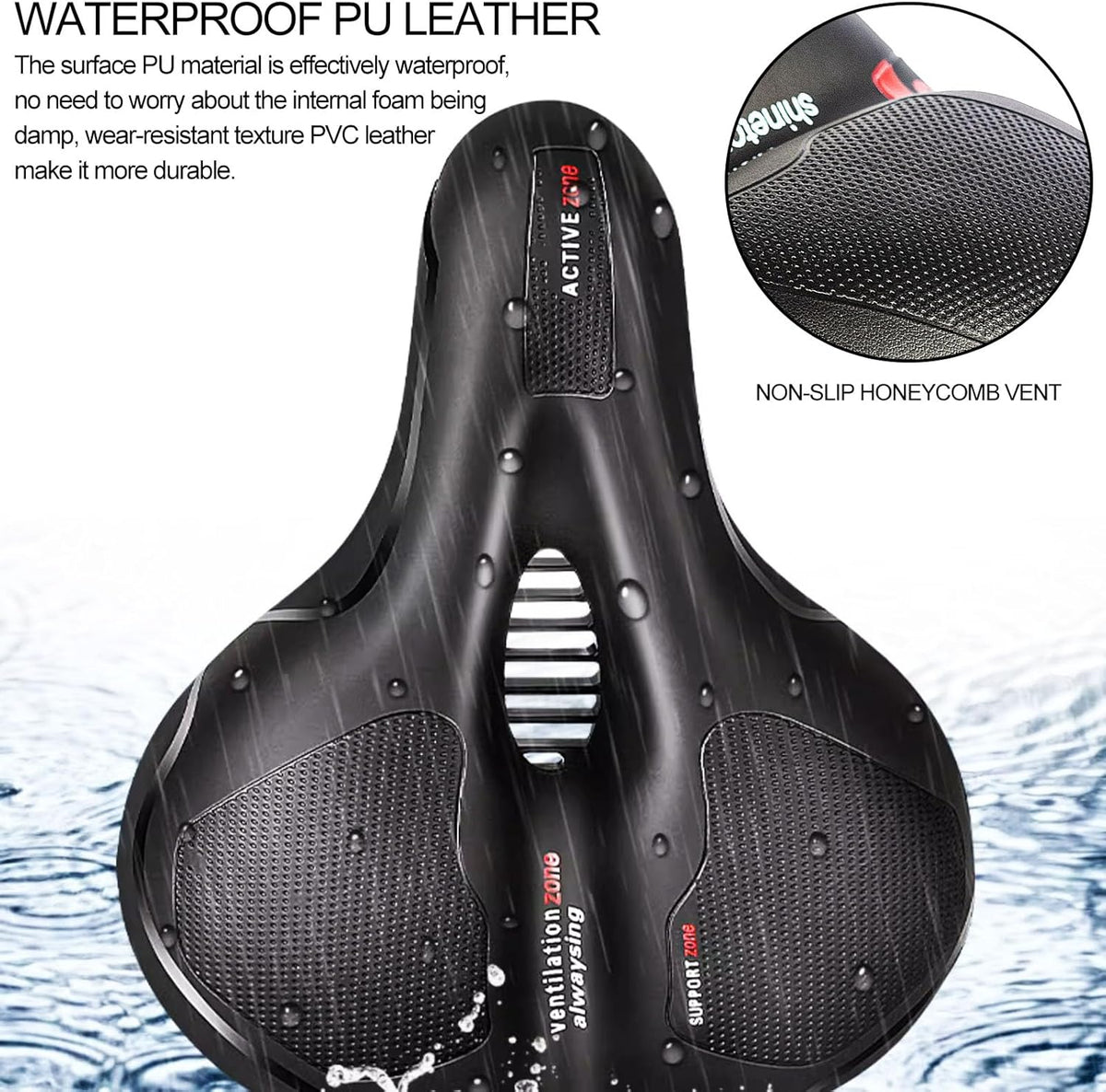 TOPCABIN Comfort Bike Saddle - Dual Shock Absorbing, Thickened Memory Foam, Waterproof | Universal Replacement for Indoor Cycling