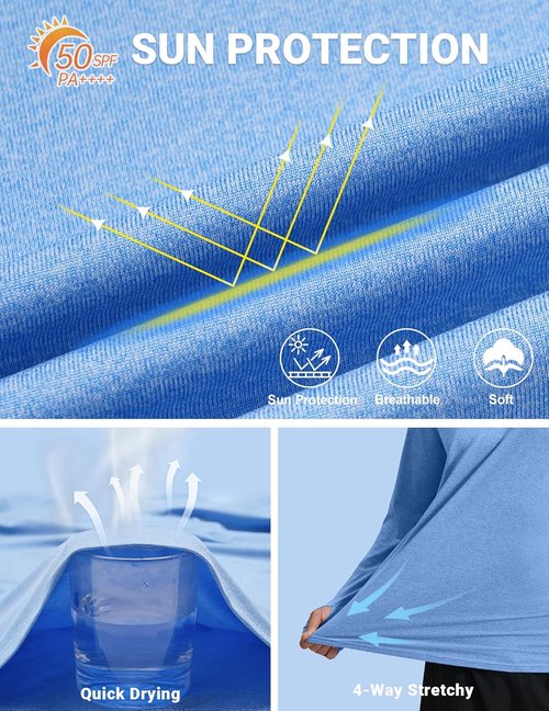 COOFANDY Men's Fishing Shirt - Lightweight Quick-Dry UPF 50+ UV Protection Hoodie | Long Sleeve Rash Guard