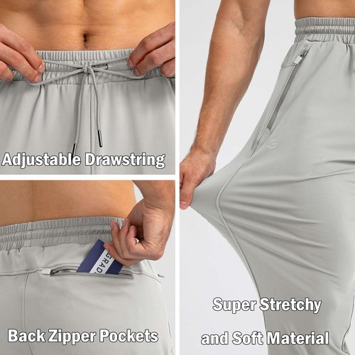 G Gradual Men's Athletic Sweatpants - Tapered Joggers with Zipper Pockets for Workout & Running