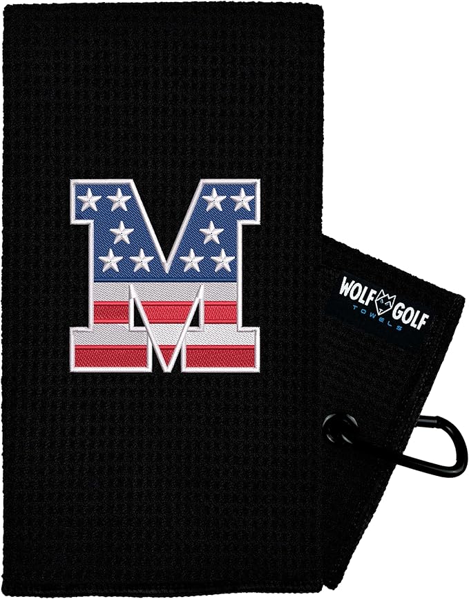 Wolf Golf Towels USA Monogrammed Personalized Golf Towel | Custom Golf Towels for Golf Bags for Men or Women