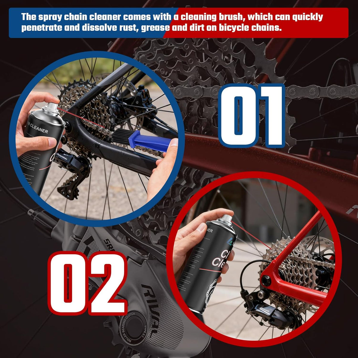Skiennix Chain Cleaner Spray - Professional 11oz Bike & Motorcycle Cleaning Kit with Brushes & Gloves